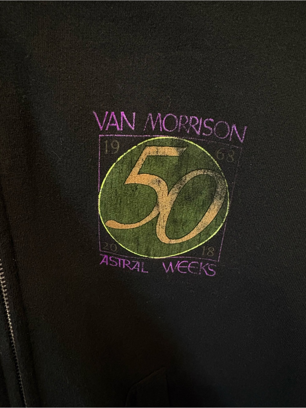 Van Morrison 50th Anniversary Black Zip Hoodie